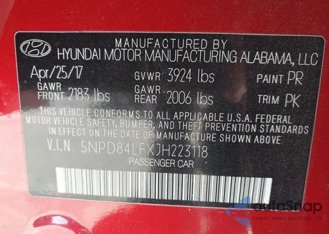 2018 Hyundai Elantra Sel z USA, uszkodzony, nr VIN 5NPD84LFXJH223118